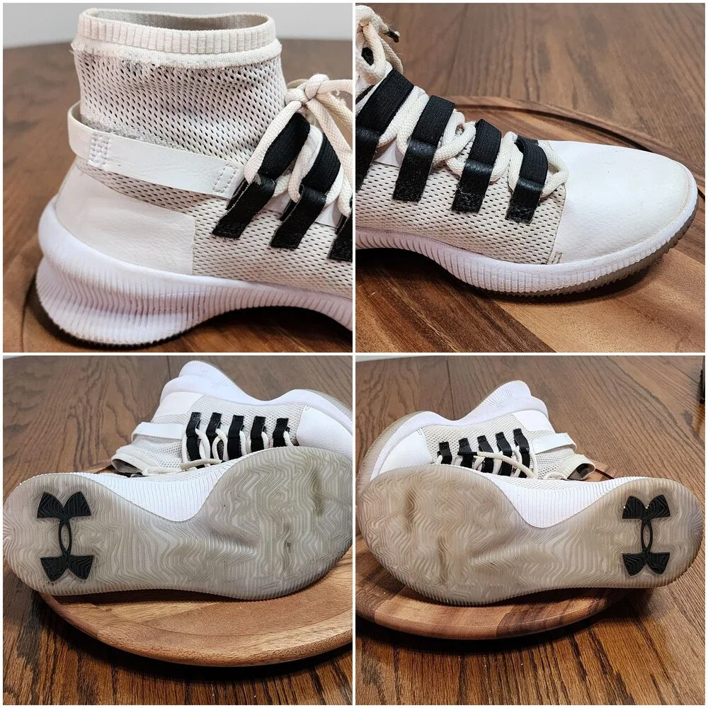 Under Armour Basketball Shoes Mens Size 8 White High Top Sneakers 3020616-100